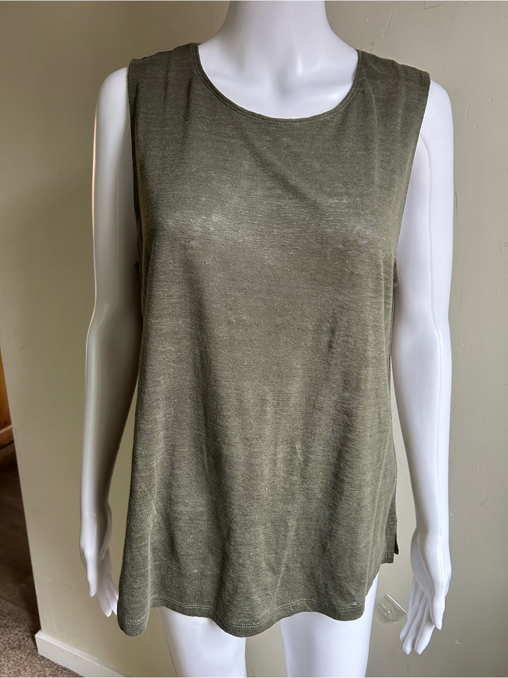 ▶️ J Jill Love 100% Linen Cardigan Tank Set Womens M Green Coastal Minimalist - Picture 4 of 14